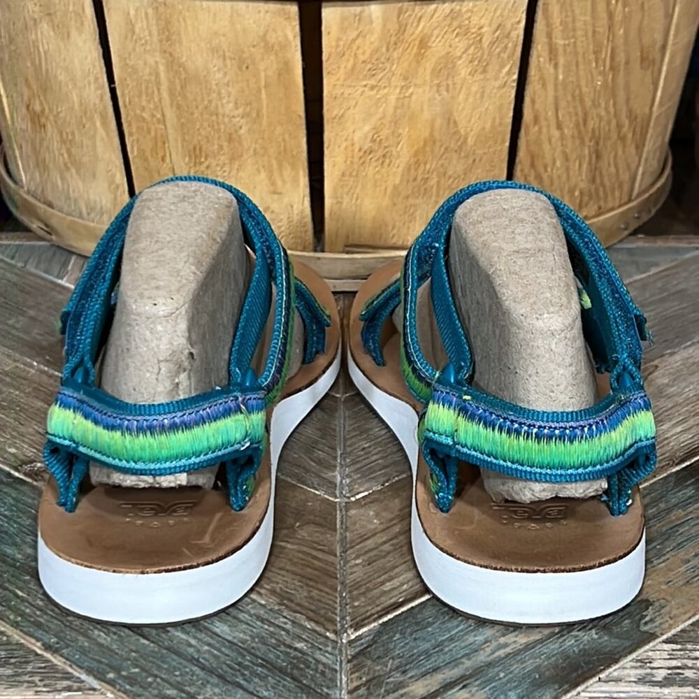 Teva Original Universal Blue Green Ombré Stripe Adjustable Sandals Womens Size 9 - Picture 6 of 12